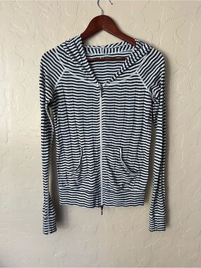 Three Dots Black and White Striped Top with Dot Accent